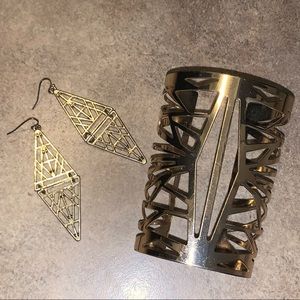 Gold Goddess Set: Earrings & Bracelet